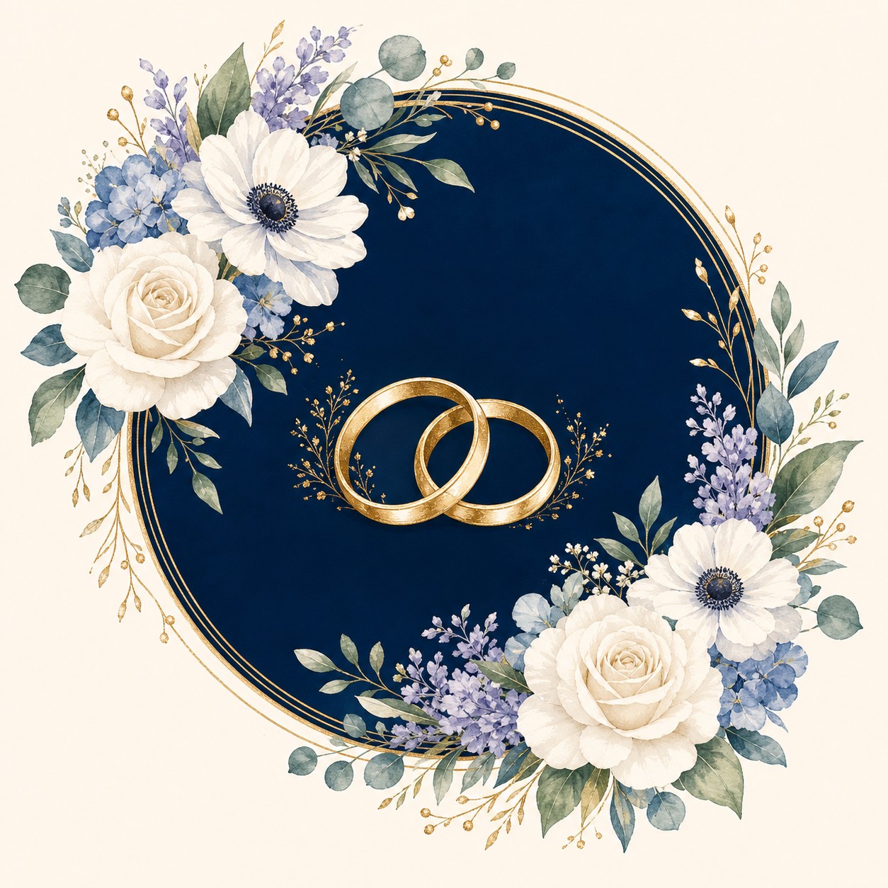 Wedding rings with floral frame