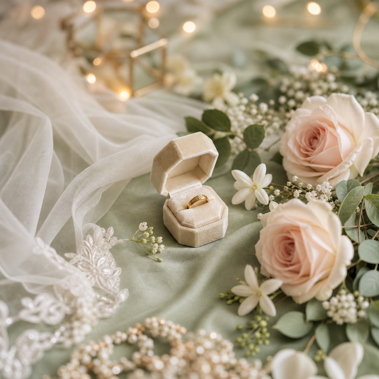 Wedding ring box with flowers